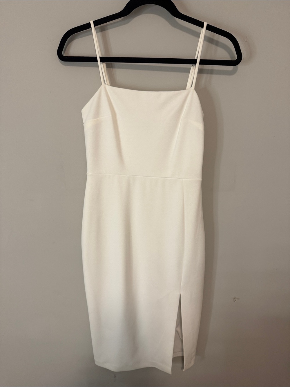 Express White Spaghetti Strap Midi Dress with Front Slit